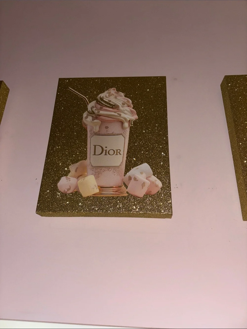 Dior Pink and Gold Glitter Milkshake Art Prints